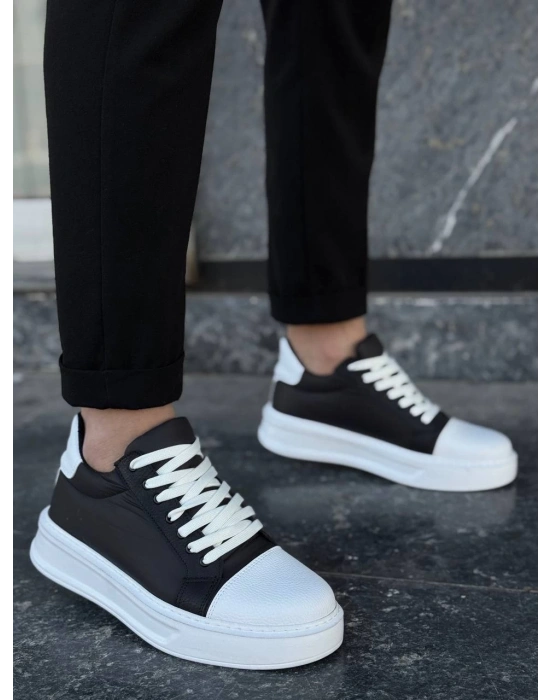 KB-X46 Kuback Siyah Beyaz Yüksek Beyaz Taban Günlük Spor Ayakkabı