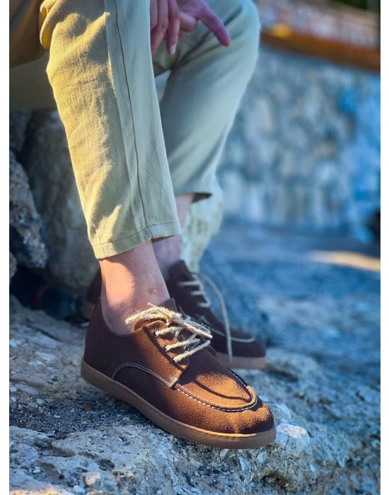 KB-X5 Kuback Kahve Süet Bağcıklı  Günlük Erkek Ayakkabı