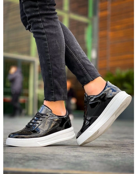 KB-X8 Kuback Siyah Rugan Detaylı Beyaz Yüksek Taban Günlük Spor Ayakkabı