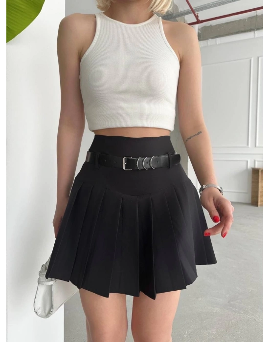 Kemerli pikseli şort etek