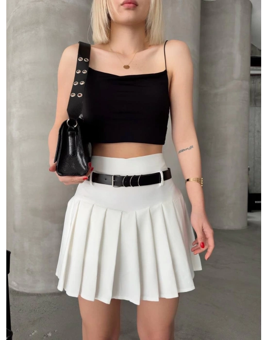 Kemerli pikseli şort etek