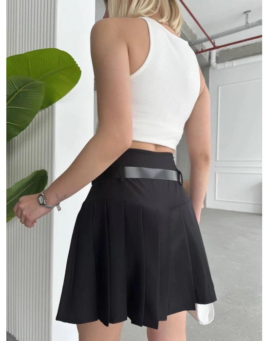 Kemerli pikseli şort etek