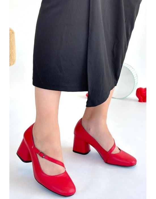 Kier Kırmızı Cilt Topuklu Ayakkabı