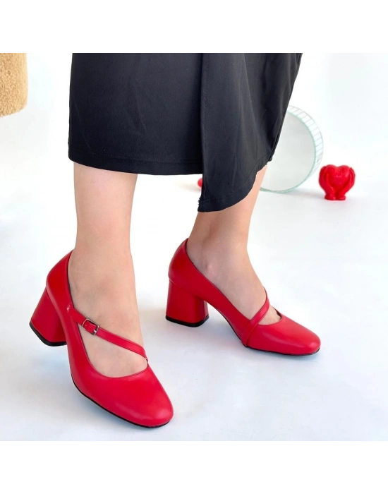 Kier Kırmızı Cilt Topuklu Ayakkabı