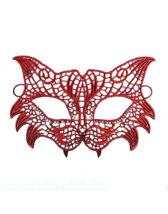 Kırmızı Dantel Masquerade Maskesi 8 No