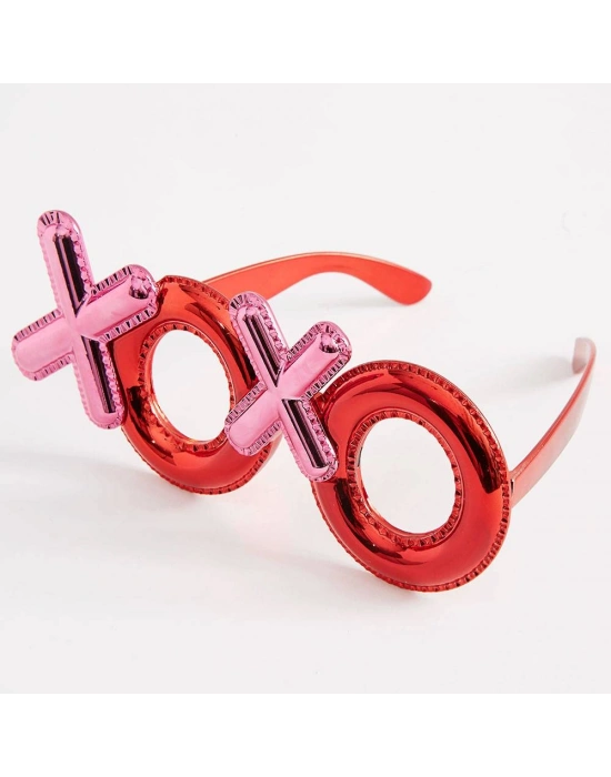 Kırmızı Renk Xoxo Yazılı Parti Gözlüğü 17x7 cm