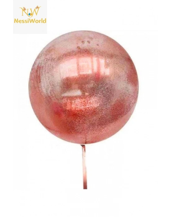 Kırmızı Simli Yuvarlak Şeffaf Balon 24 İnç