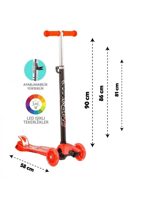Kırmızı Twist Işıklı Scooter Kırmızı