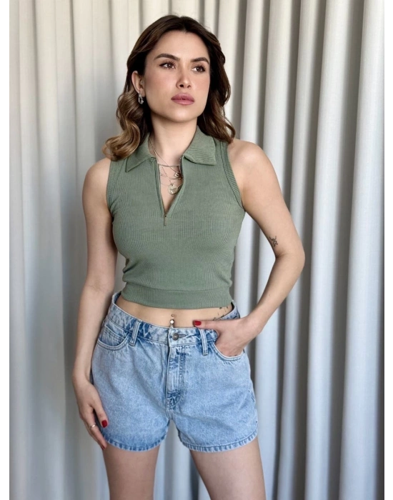 Kısa fermuarlı crop