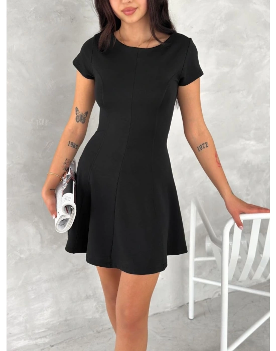 kısa kollu Mini Elbise - Siyah