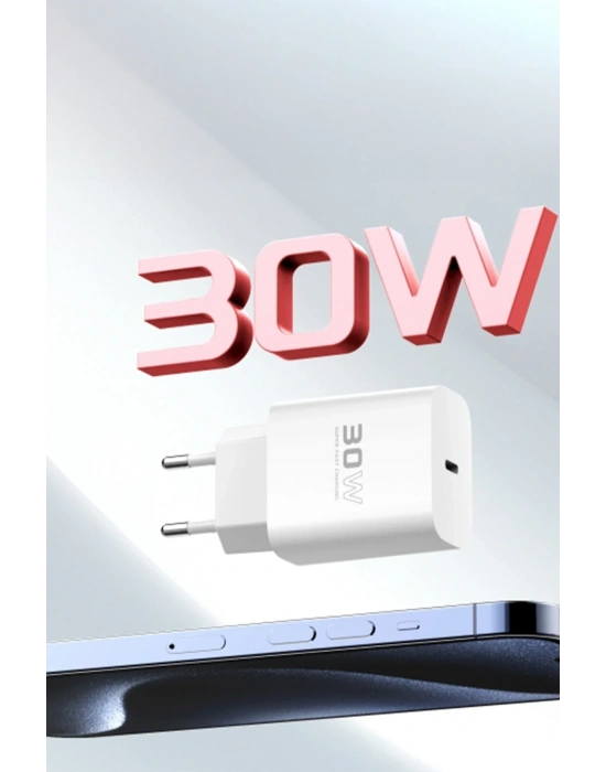 Konfulon C87C 30W Type-C Çıkışlı Ekstra DL50 1M Type-C to Lightning Kablolu PD Şarj Cihazı - Beyaz