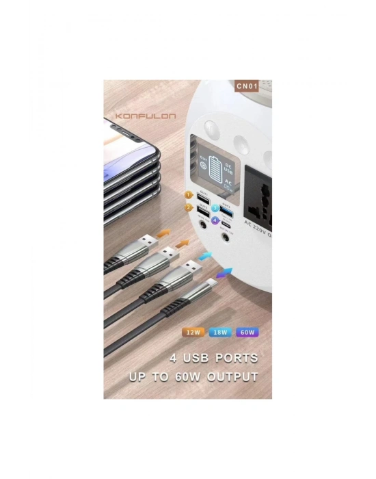 Konfulon CN01 Powerbank 45.000 mAh Kamp Şarj PD - Beyaz