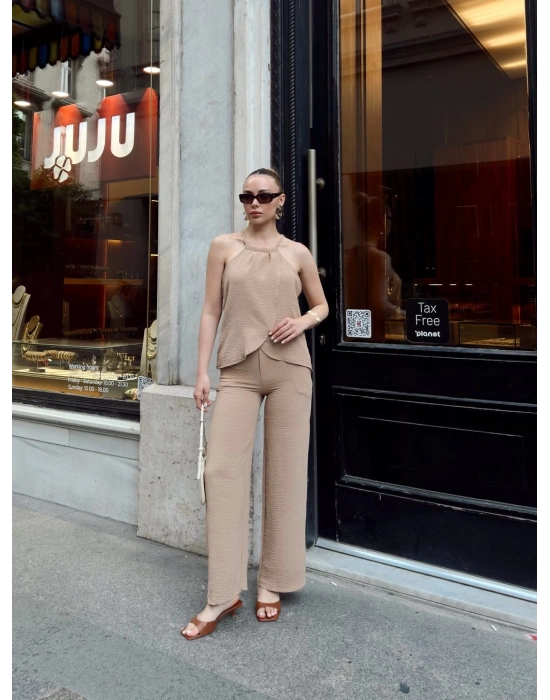 Kruvaze takım ayrobin bej s054