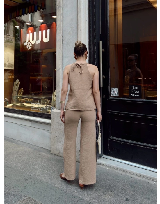 Kruvaze takım ayrobin bej s054