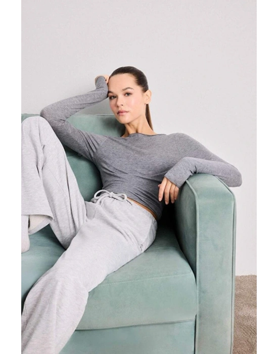 Okul Straight Fit Beli Lastikli Eşofman Altı Uzun Boy Bağcıklı Cepli Basic Düz