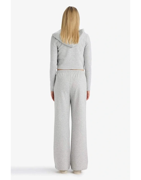 Okul Straight Fit Beli Lastikli Eşofman Altı Uzun Boy Bağcıklı Cepli Basic Düz