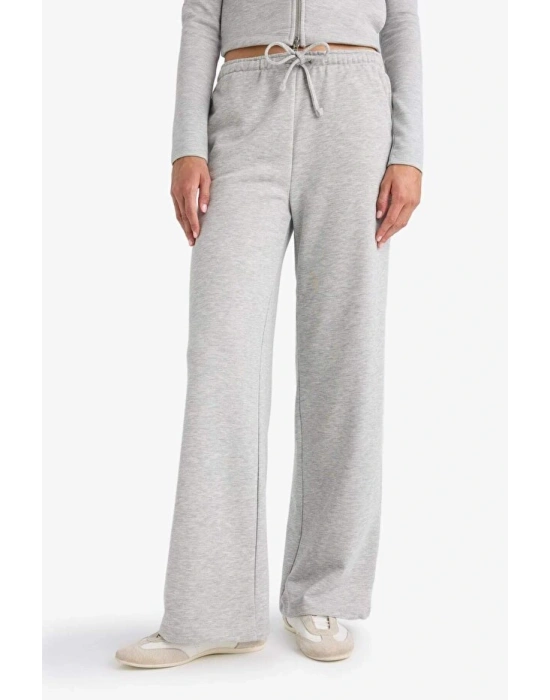 Okul Straight Fit Beli Lastikli Eşofman Altı Uzun Boy Bağcıklı Cepli Basic Düz