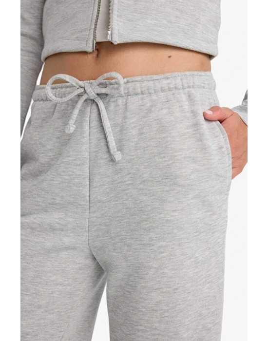 Okul Straight Fit Beli Lastikli Eşofman Altı Uzun Boy Bağcıklı Cepli Basic Düz