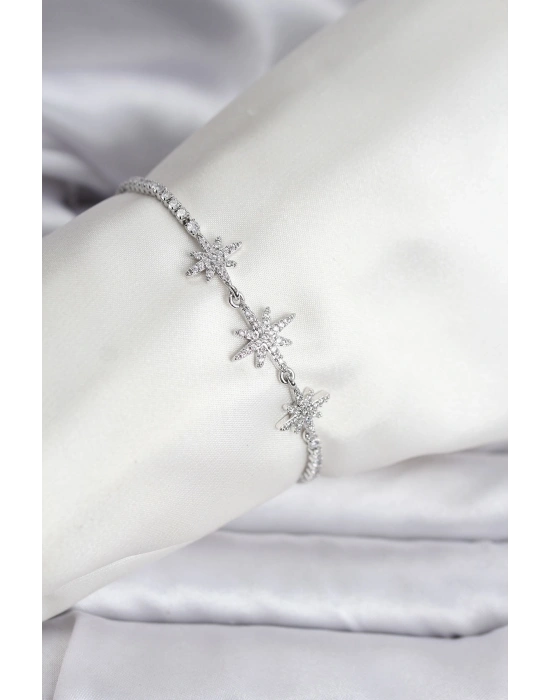 Kutup Yıldızı Model Zirkon Taşlı Gümüş Renk Su Yolu Kadın Bileklik