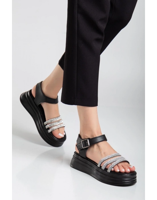 Lalen Siyah Kemerli Sandalet