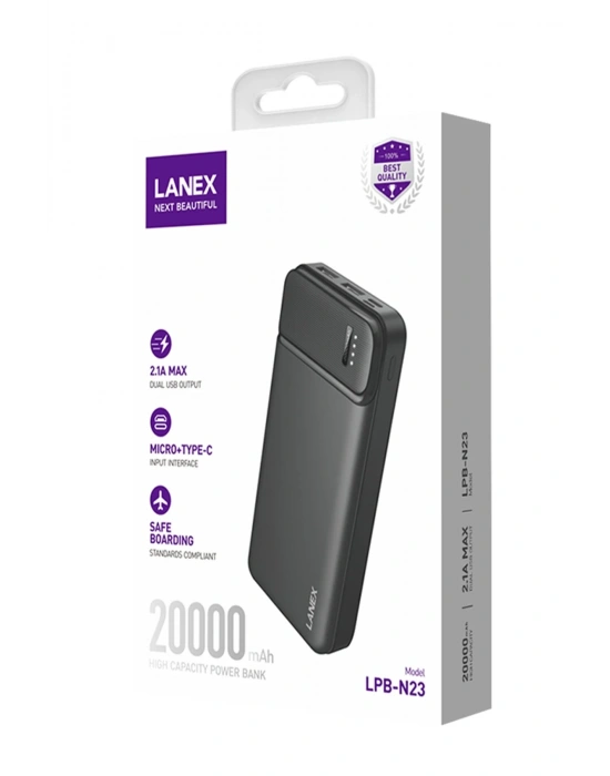 Lanex LPB-N23 20.000 mAh Powerbank - Siyah