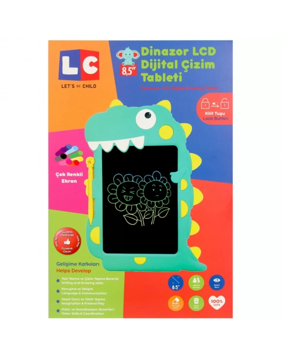 LCD Dijital Renkli Dinozor Çizim Tableti 8,5 İnç