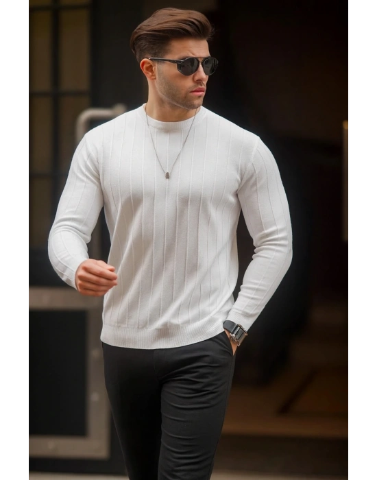 erkek geniş kalıp premium kalite kışlık tarz bisiklet yaka oversize triko kazak