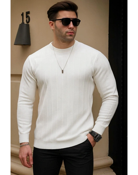 erkek geniş kalıp premium kalite kışlık tarz bisiklet yaka oversize triko kazak