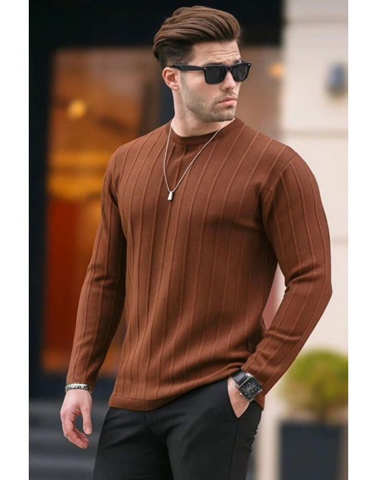 erkek geniş kalıp premium kalite kışlık tarz bisiklet yaka oversize triko kazak