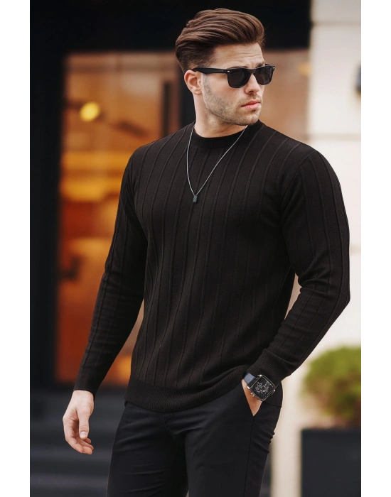 erkek geniş kalıp premium kalite kışlık tarz bisiklet yaka oversize triko kazak