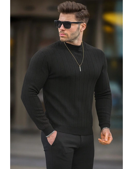 erkek geniş kalıp premium kalite kışlık tarz bisiklet yaka oversize triko kazak