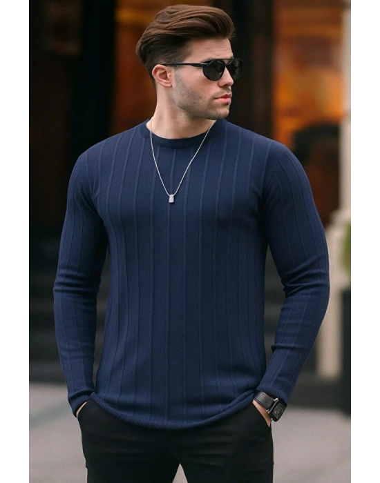 erkek geniş kalıp premium kalite kışlık tarz bisiklet yaka oversize triko kazak