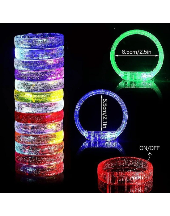 Led Işıklı Pilli Işıklı Rengarenk Kalın Bileklik Işıklı Bilezik Karışık Renk 1 Adet