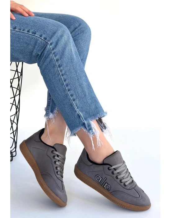 Lendo Gri Süet Bağcıklı Spor Ayakkabı