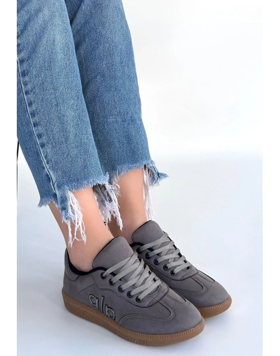 Lendo Gri Süet Bağcıklı Spor Ayakkabı