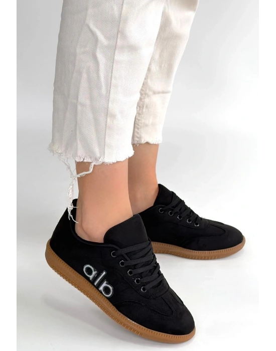 Lendo Siyah Süet Bağcıklı Spor Ayakkabı