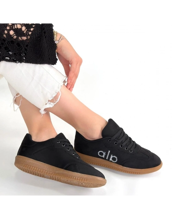 Lendo Siyah Süet Bağcıklı Spor Ayakkabı