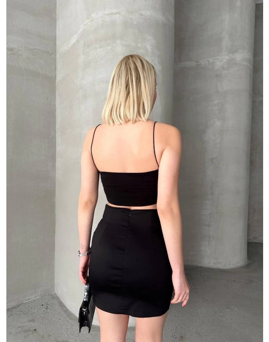 Likralı gabardin dört düğmeli etek