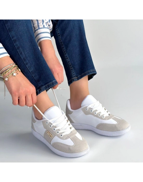 Lunga Beyaz Cilt Bağcıklı Spor Ayakkabı