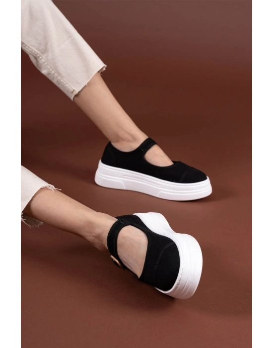 Lunni Siyah Keten Spor Ayakkabı