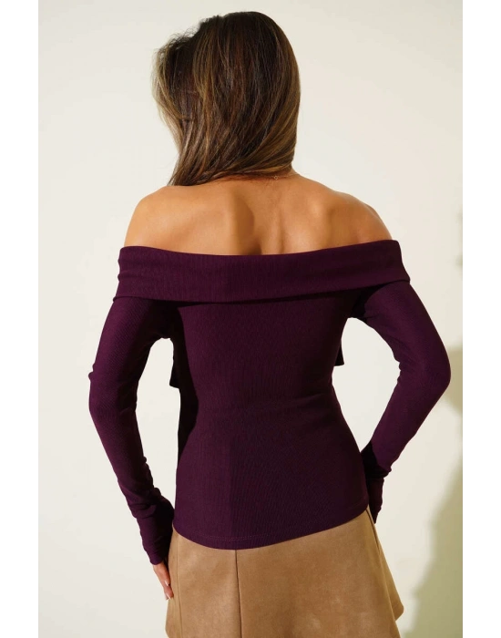 Madonna Çapraz Yaka Bluz mürdüm t4331