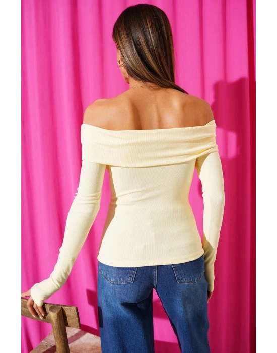 Madonna Yaka Düğmeli Bluz Sarı t4329