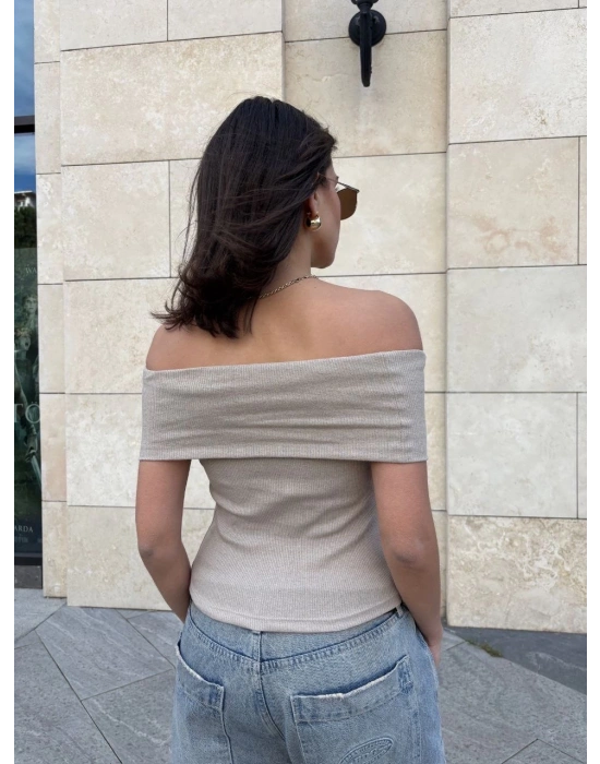 Madonna yaka sıfır kol bluz