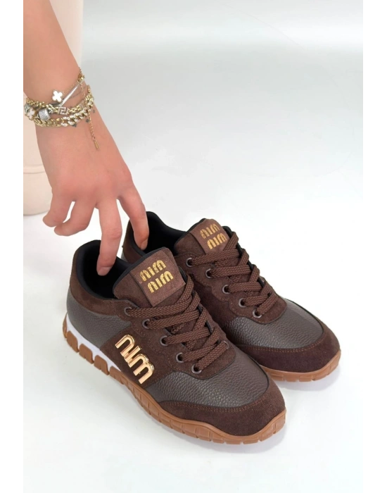 Marje Kahverengi Cilt Bağcıklı Spor Ayakkabı