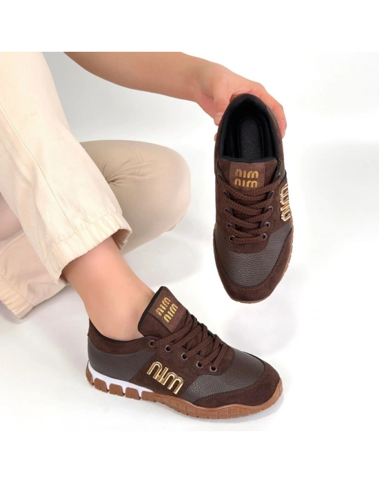 Marje Kahverengi Cilt Bağcıklı Spor Ayakkabı