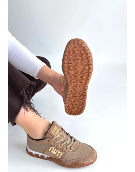 Marje Vizon Cilt Bağcıklı Spor Ayakkabı