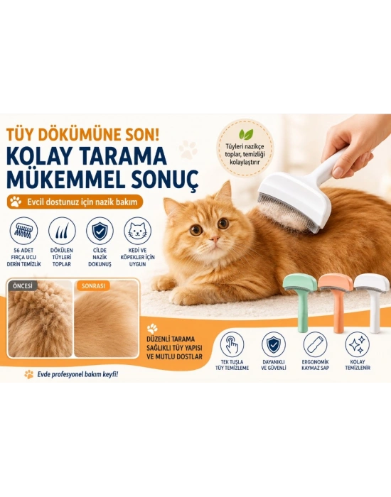 Metal Uçlu Evcil Hayvan Tüy Toplama Tarağı