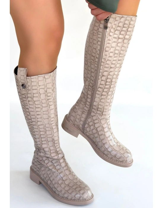 Metta Bej Cilt Desenli Çizme