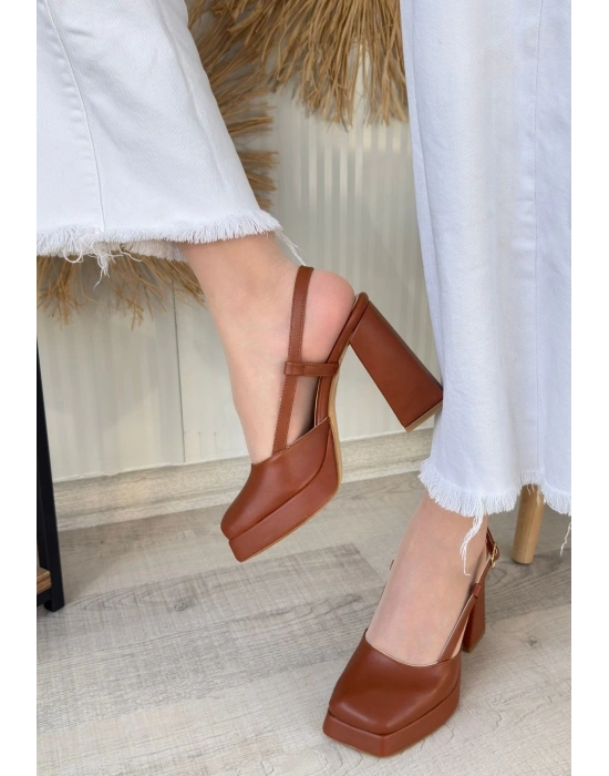 Mety Taba Cilt Topuklu Ayakkabı