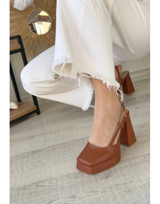 Mety Taba Cilt Topuklu Ayakkabı